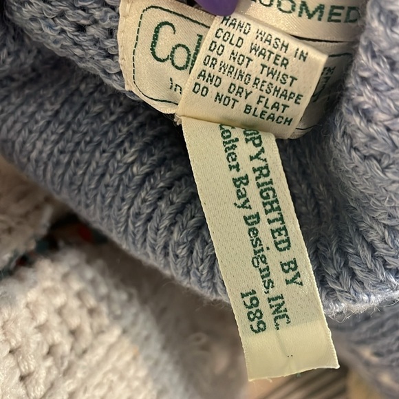 Vintage Colter Bay Turtleneck Sweater NWT Hand Loomed Blue Floral Ramie Medium - Picture 7 of 9